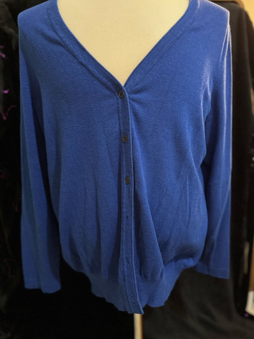 Dress Barn Royal Blue V-Neck Button Cardigan - Picture 2 of 5